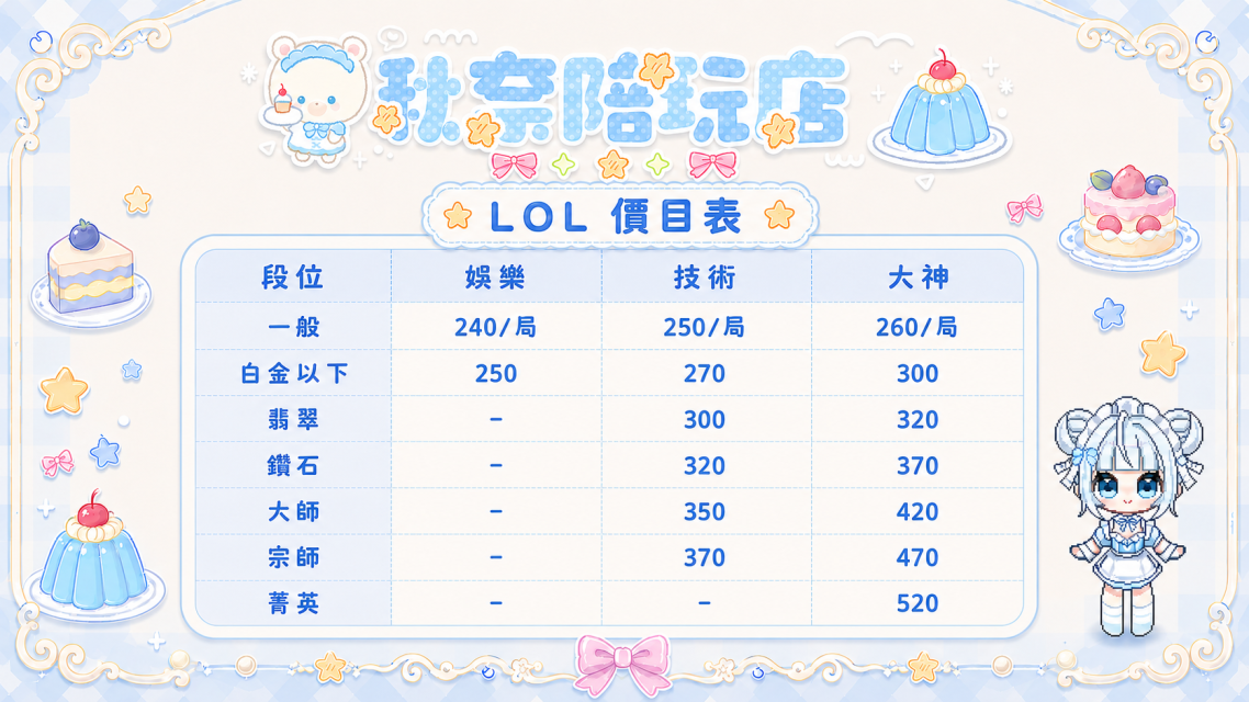 英雄聯盟價目表